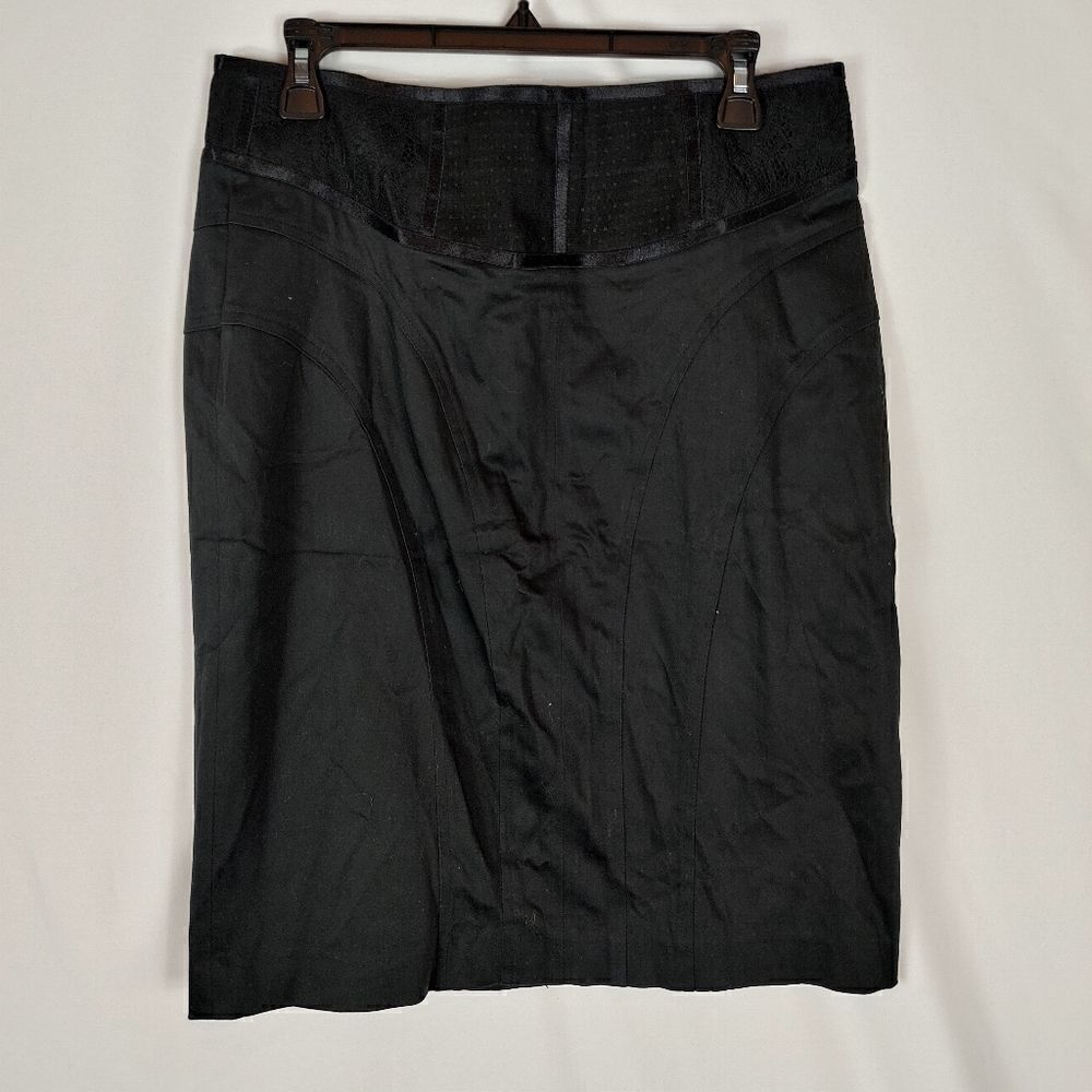 Cache Nwt Women's Size 12 Black Midi Skirt Lace Wa